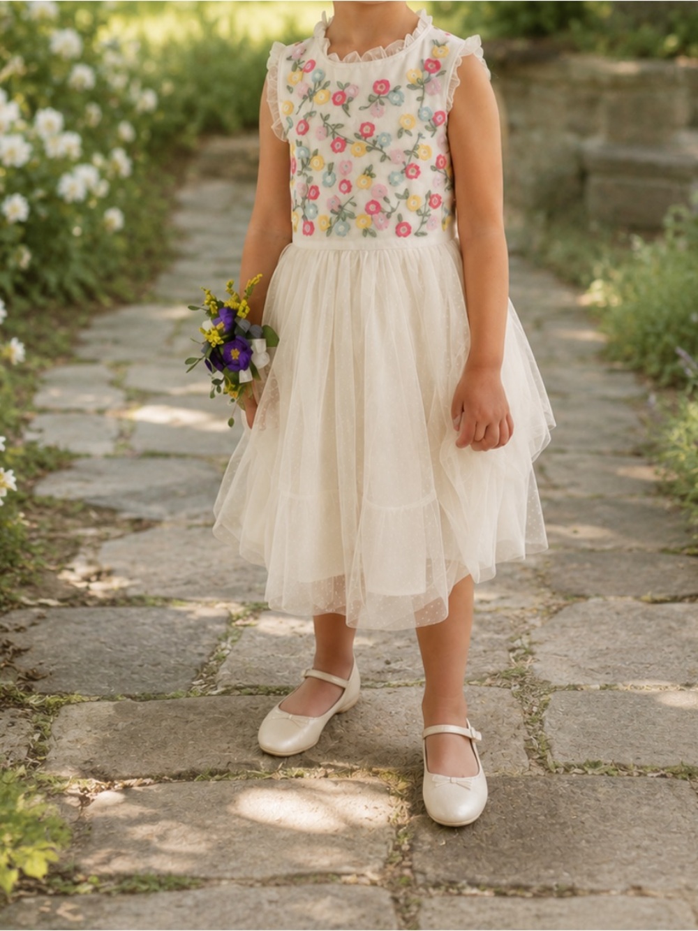 Mini Boden Embroidered Swiss Dot Tulle Dress Special Occassion 🌼